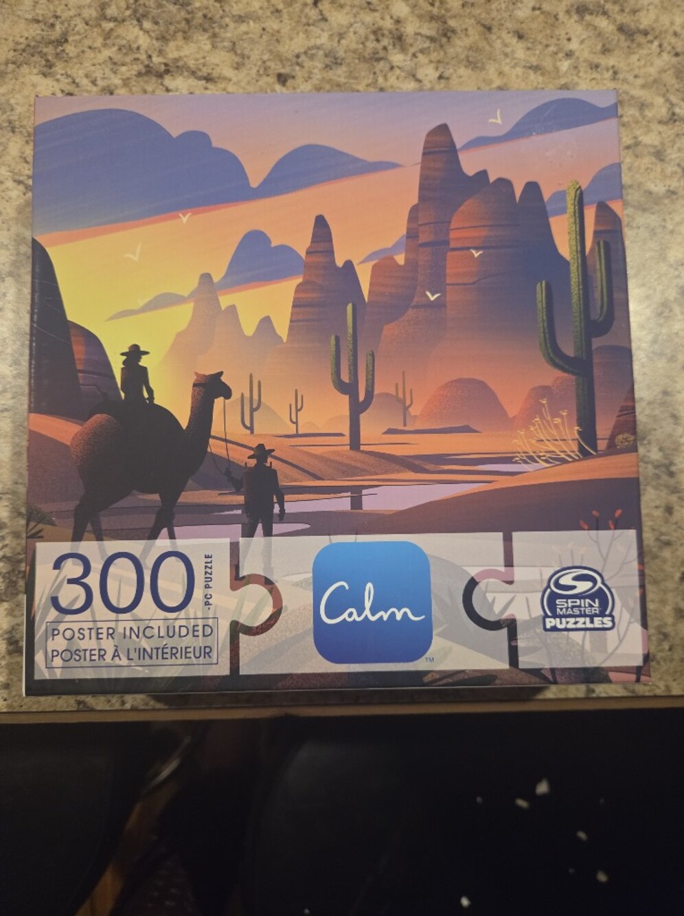 New Calm 300 Piece Jigsaw Puzzle with Poster - Desert Sunset Scene